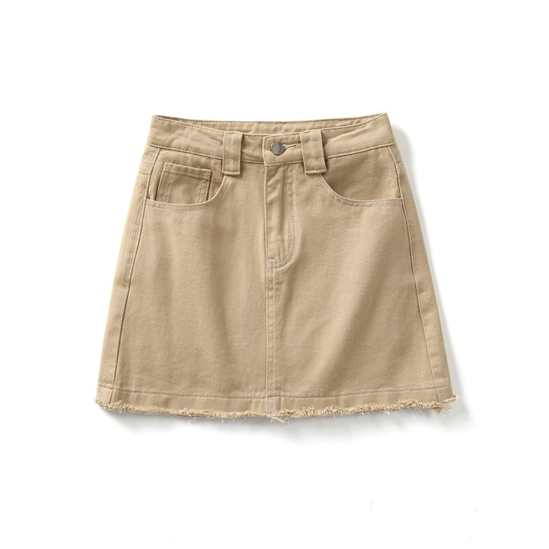 Summer Loose Light Color Raw Edge Hot Pants