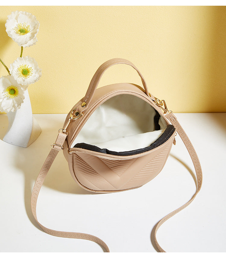 Retro Small Round Bag Korean Texture Embossing