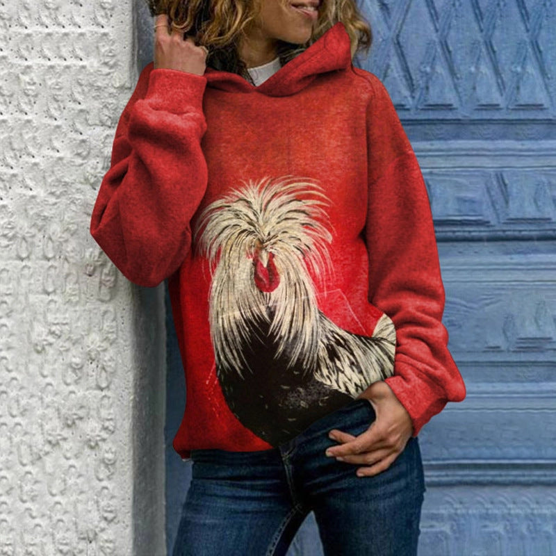 New Animal Print Hooded Women's Sweater