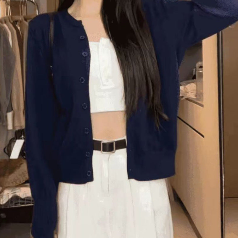 College Style Knitted Cardigan Thin Wool Sweater