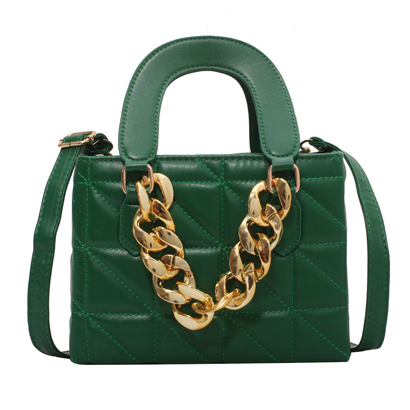 Women's Korean Style Fashion Thick Chain Rhombus Handbag