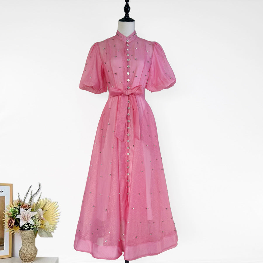 Womens Vintage-Style Floral Print Cinched Waist Dress