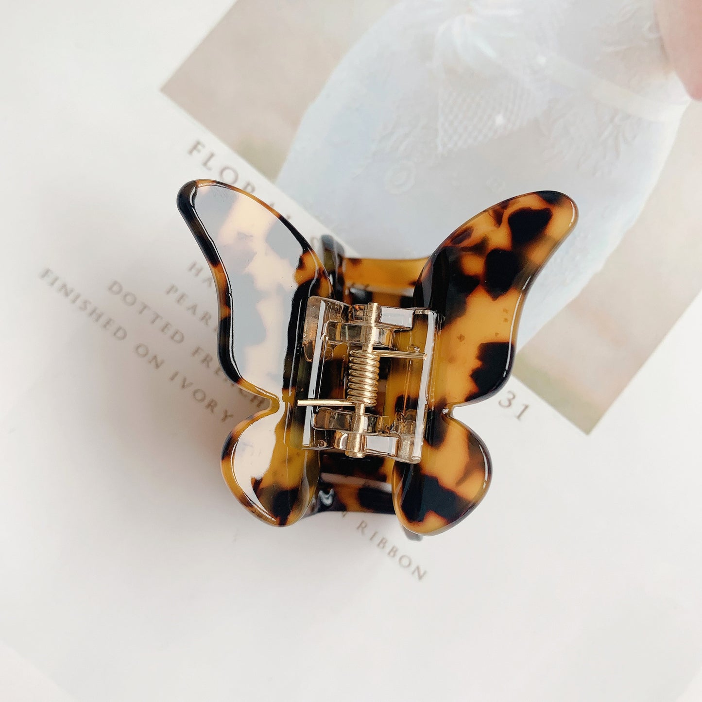 Girls Ins Acetate Butterfly Colorful Grab Clip