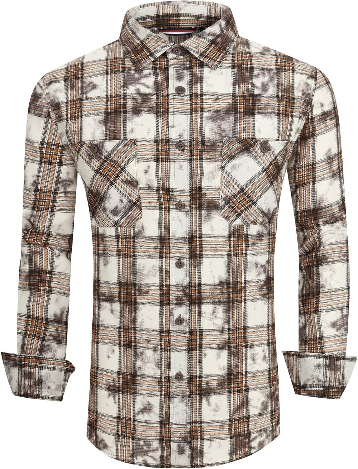 Mens Button down Shirts Flannel Shirt Long Sleeve