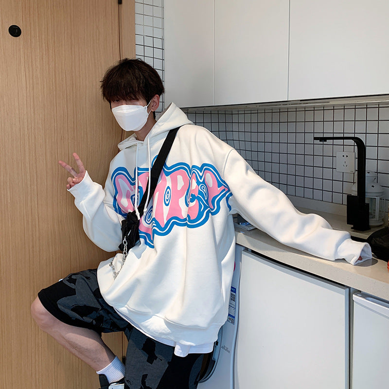 Fashion Print Hoodie Jacket Loose Sweatshirt