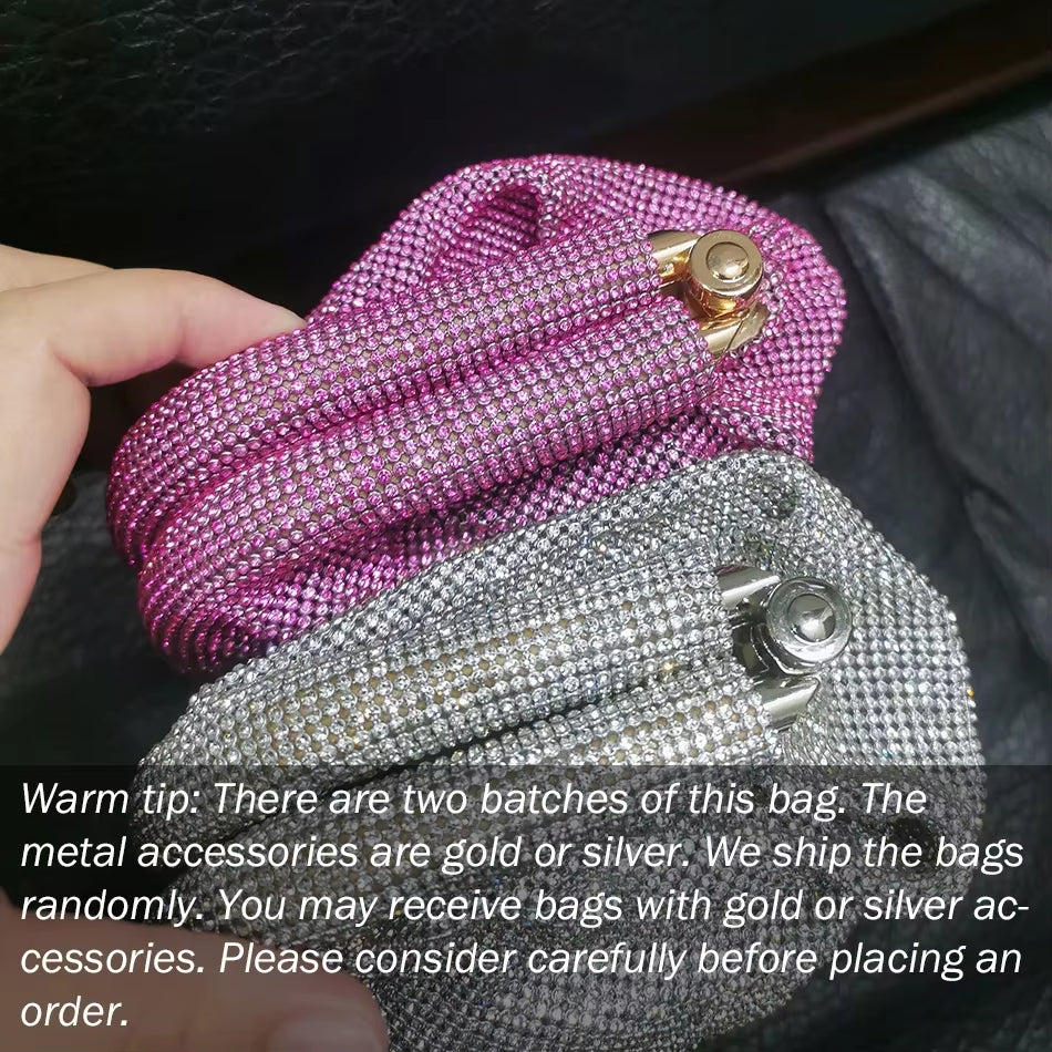 Luxury Rhinestone Evening Clutch Bags for Women - Crystal Folded Purses and Handbags for Weddings and Parties, High Quality Designer Accessories