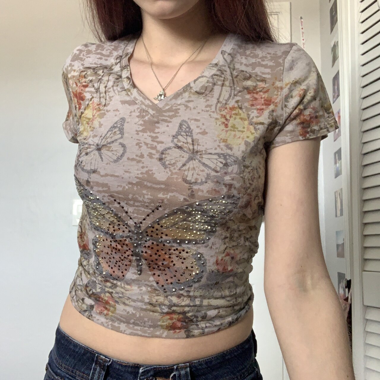 European And American Women's Dress Butterfly Hot Diamond Fashion T Shirt