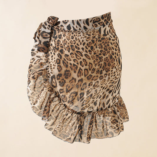 Womens Printed Leopard-Print Beach Skirt