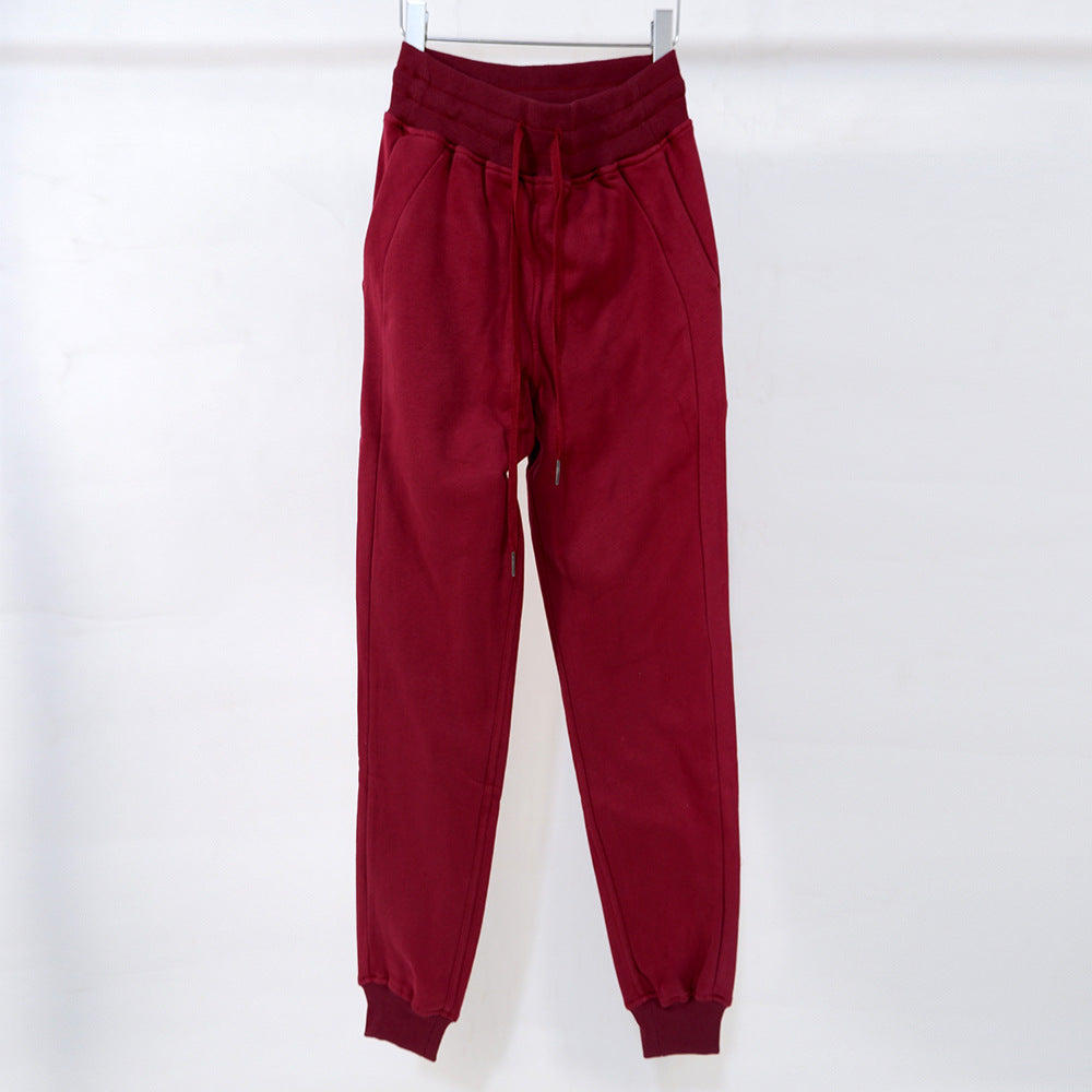 Drawstring Sports Pure Cotton Outdoor Fitness Ankle-tied Women Plus Velvet Sweater Pants