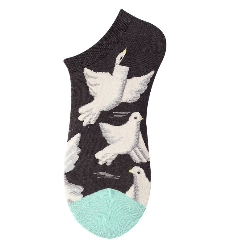 Women's Shallow Mouth Oil Painting Avocado Socks