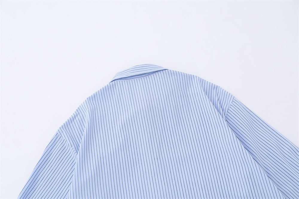 Japanese Minority Trendy Brand Pinstripe Long-sleeved Shirt