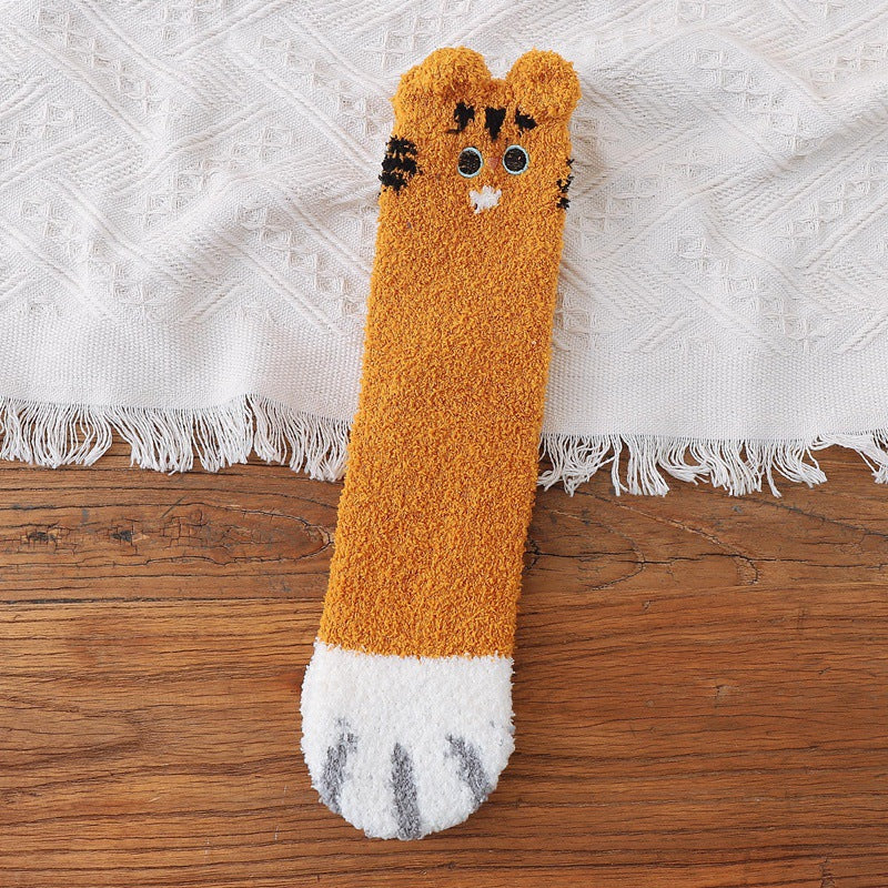 Women's Fleece-free Thickened Cat Paw Socks