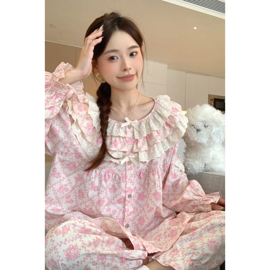 Romantic Floral Loungewear Set For All Four Seasonsloose-fitting And Super Comfortable