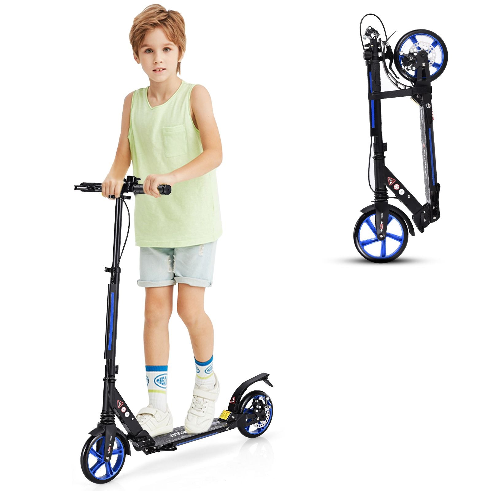 Klappbarer Kickscooter Mit Klingel & Ständer Höhenverstellbarer Scooter Roller Tretroller