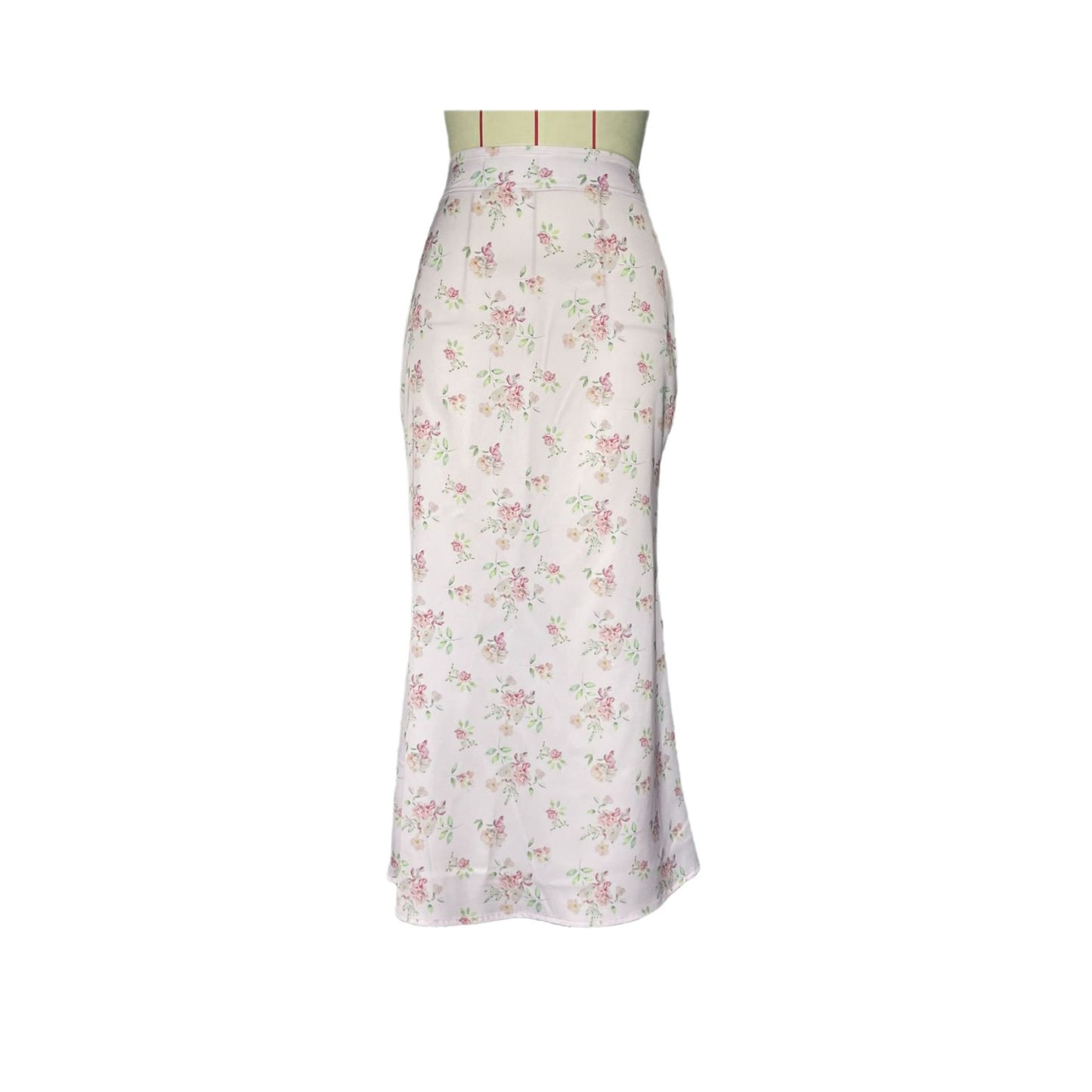 Satin Printed Dress With Back Slit And High-end Drape