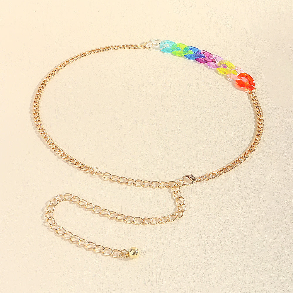Summer Beach Body Chain Waist Chain Transparent Color Sexy Punk Cute Chain Hip Hop Everything Pants Skirt