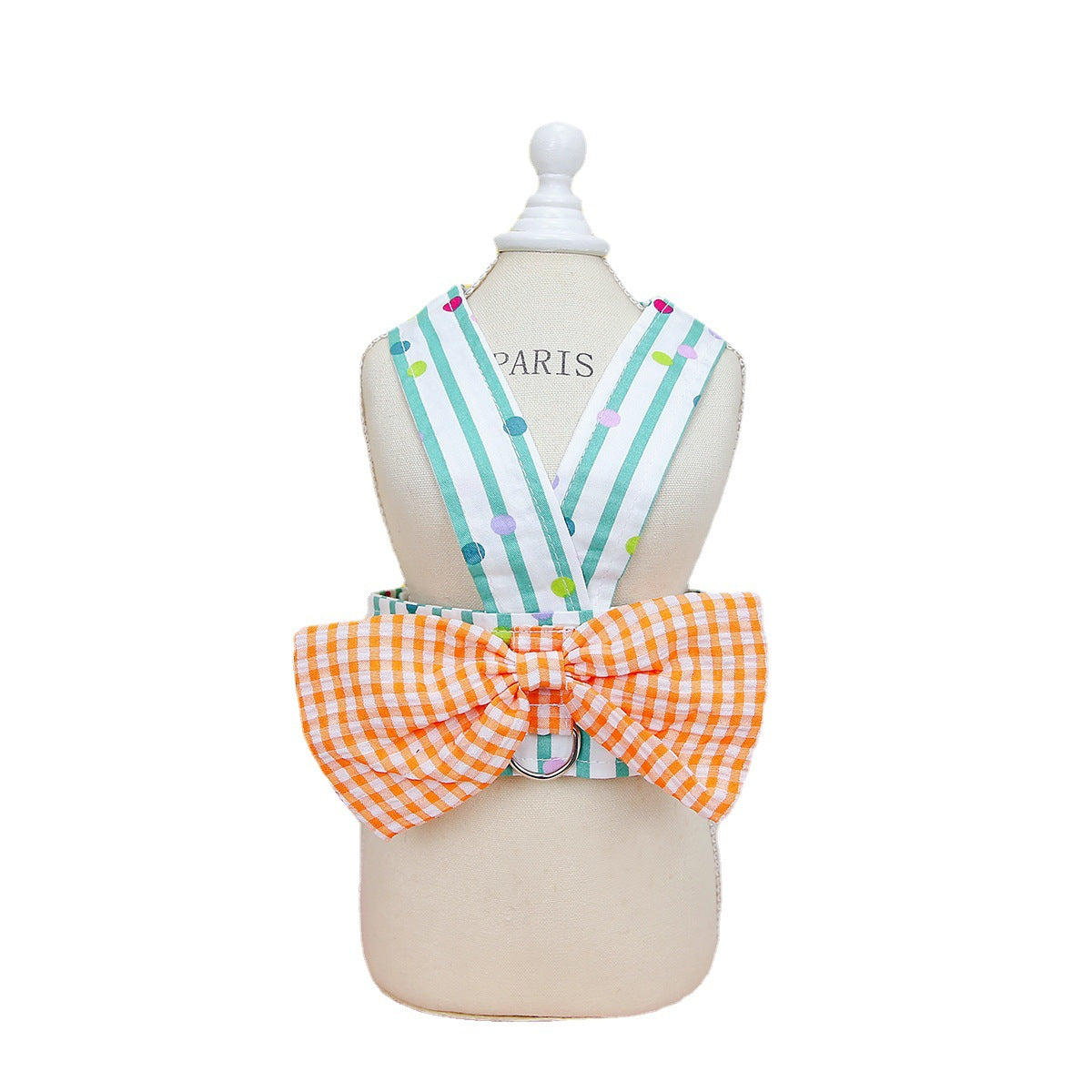 Pet Clothing Vertical Bar Bow Chest Back