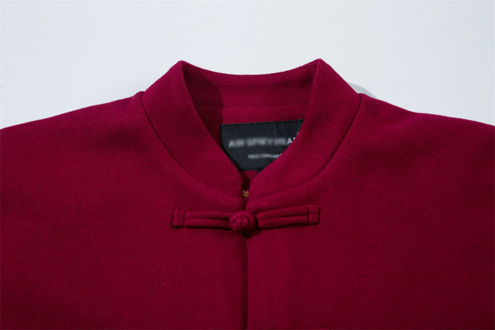 Chinese Style Buckle Stand Collar Casual Tang Suit Coat Men