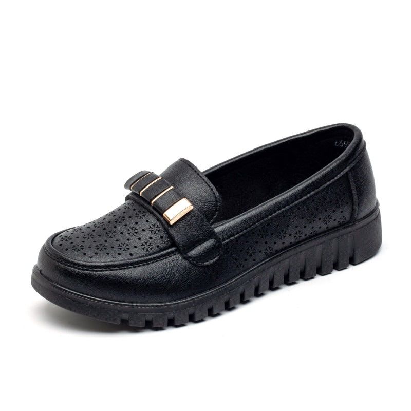 Women's Summer Hole Ventilation Soft-soled Leather Shoes