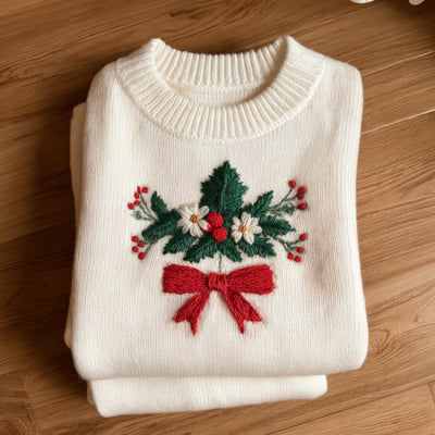 Womens Soft Cozy Crew-neck Long-sleeve Sweater For Fall And Winter