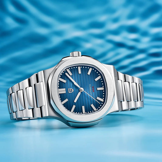 Men's Stainless Steel Automatic Mechanical Waterproof Barrel-shaped Wristwatch