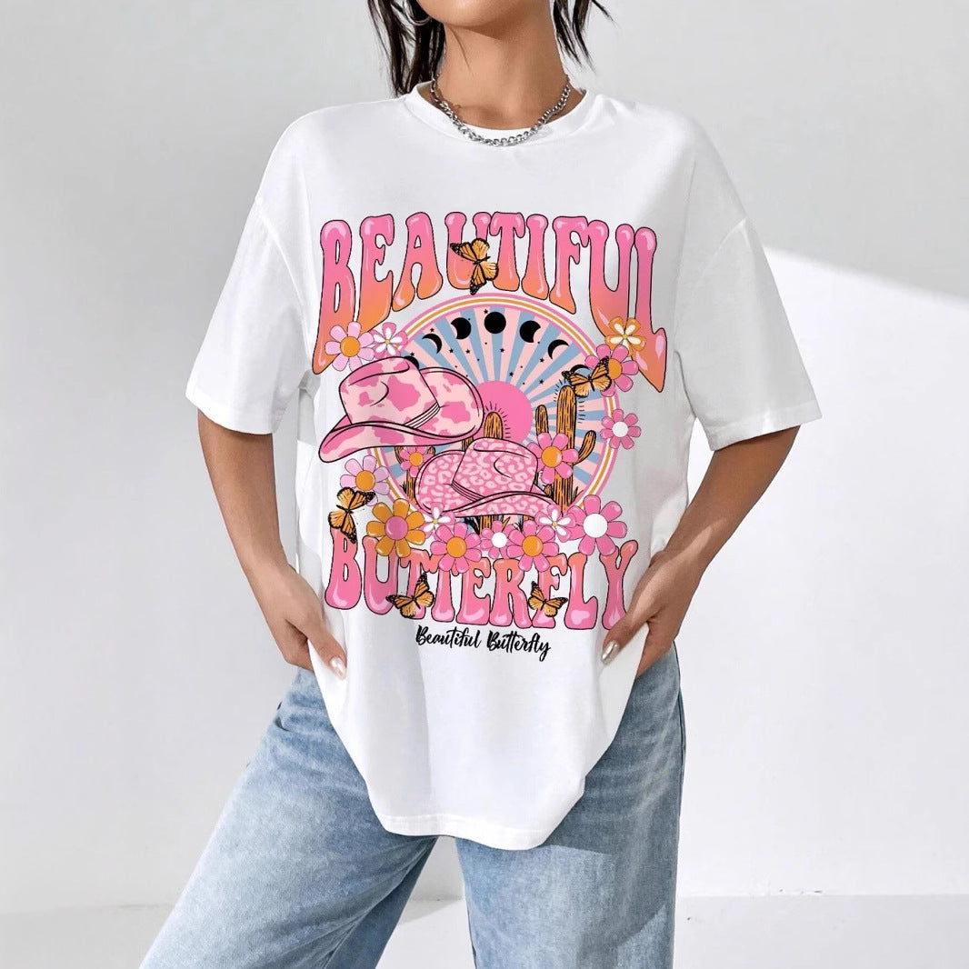 Women's World Printed T-shirt Casual Loose