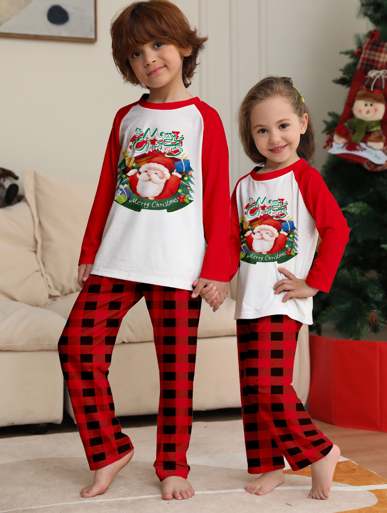 Cartoon Plaid Printed Long Sleeve Holiday Suit