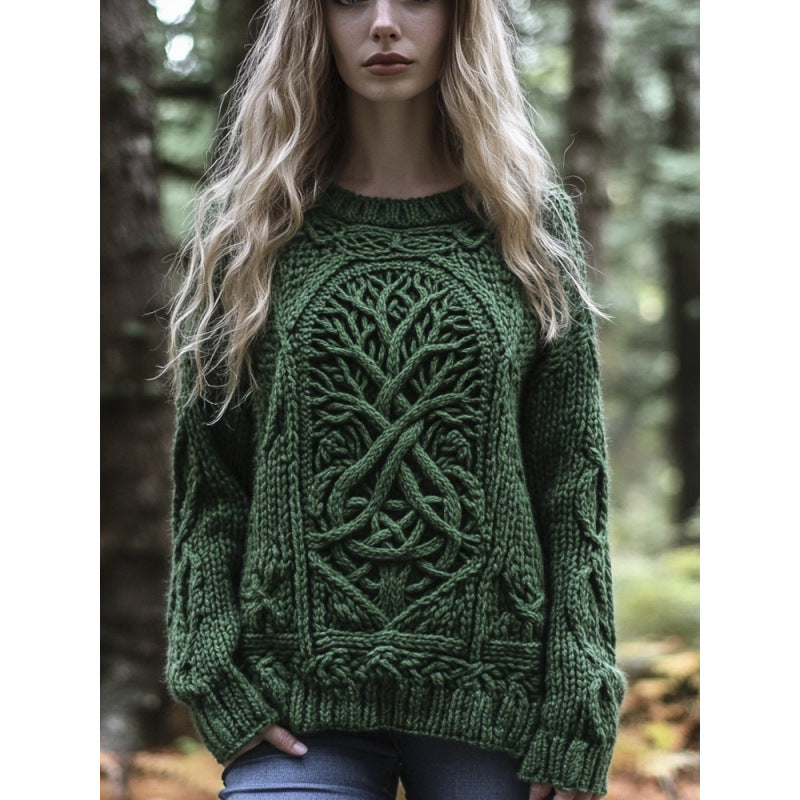 Womens Christmas Top Crew-neck Sweater In Faux Wool