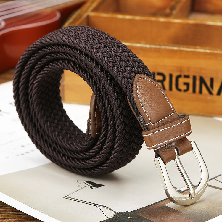 Canvas Belt Belt Elastic Woven Fashion Casual All-match Solid Color Elastic Belt