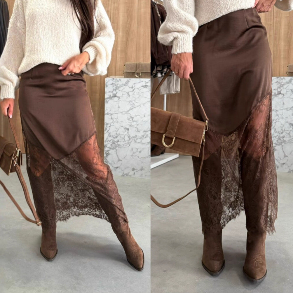 Skirt Sexy Hot Girl Slimming Solid Color Sheath
