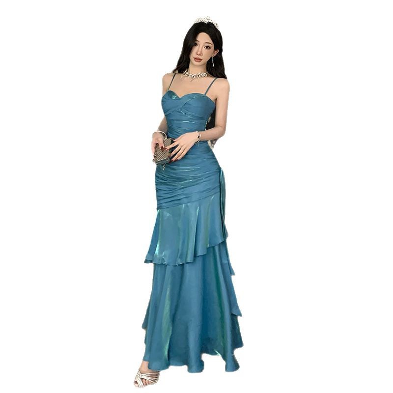 Womens Spaghetti-strap Mermaid Dress