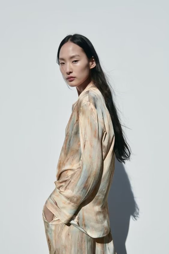 Fashion Simple Asymmetric Tie-dye Printed Shirt Straight-leg Pants Suit