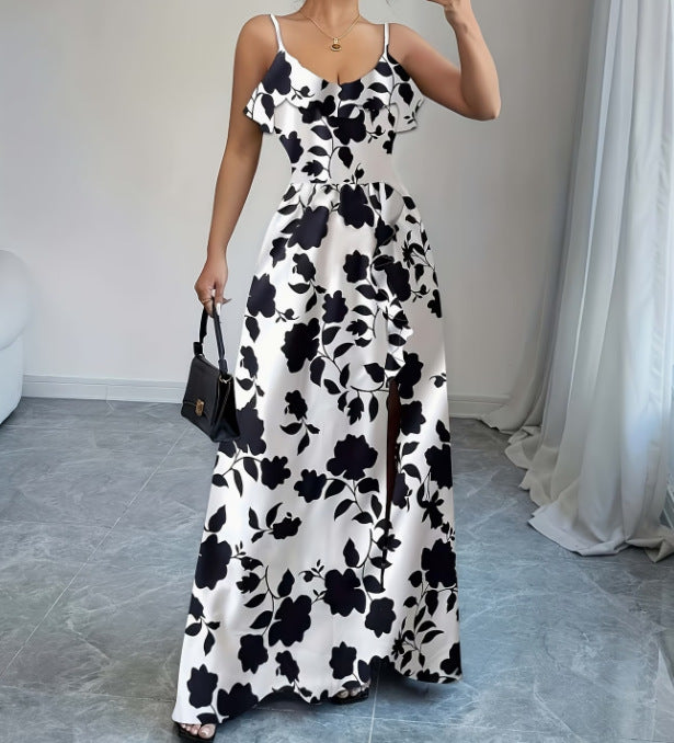 French-style Sexy Strapless Printed Slip Dress