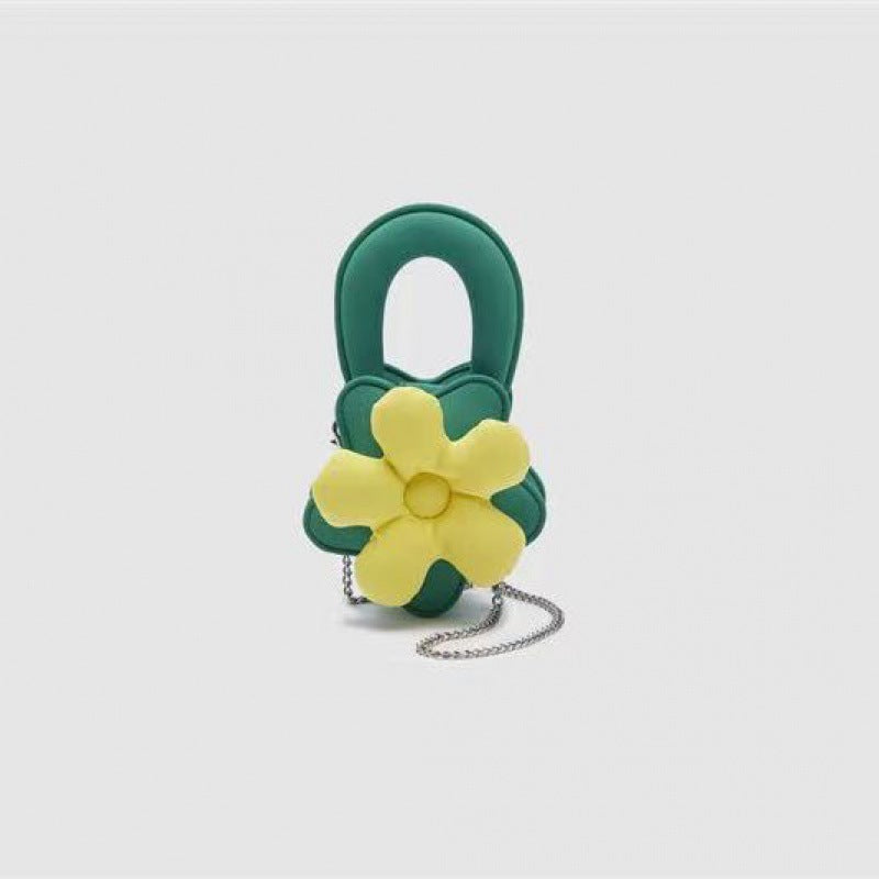 Three-dimensional Colorful Flower Hand-held One-shoulder Messenger Chain Bag