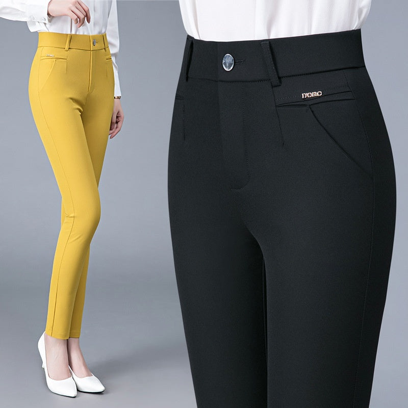 Women's Casual Trousers Korean Style Versatile High Waist Stretch Slimming Long Skinny Pants