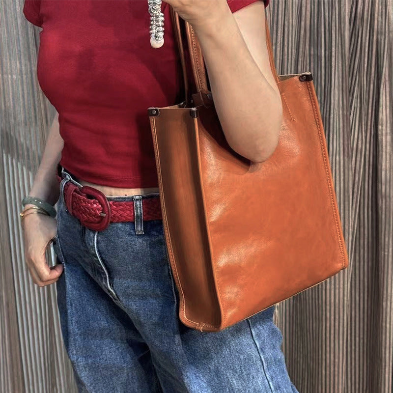 Large Capacity Totes Genuine Leather City Commuter Shoulder Bag