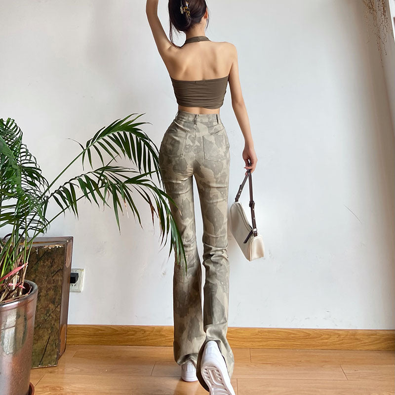 Women's Trendy Tie Dye High Waist Trousers Slim Fit