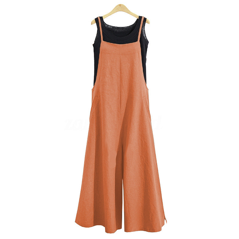 Simple Women's Wide-leg Suspender Jumpsuit