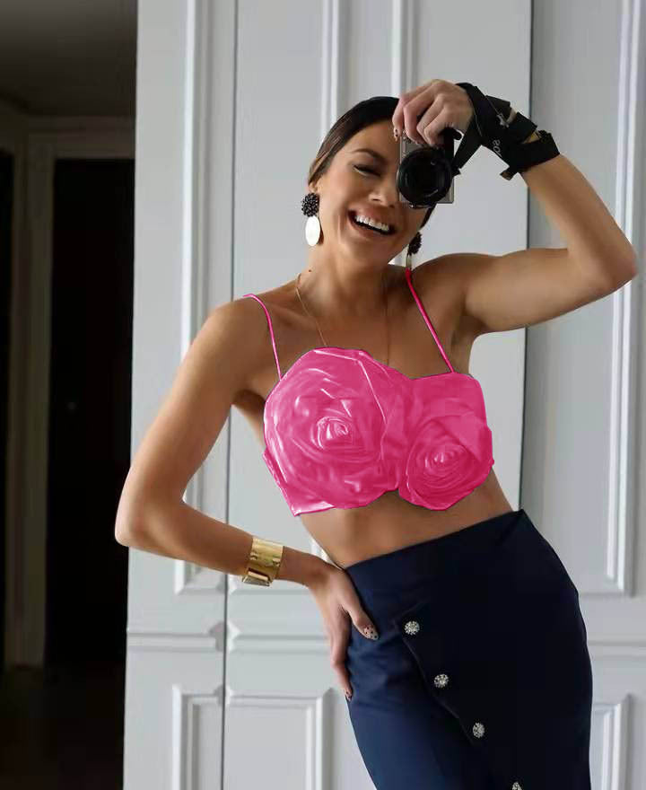 Women's Design Three-dimensional Rose Flower Vest Sling