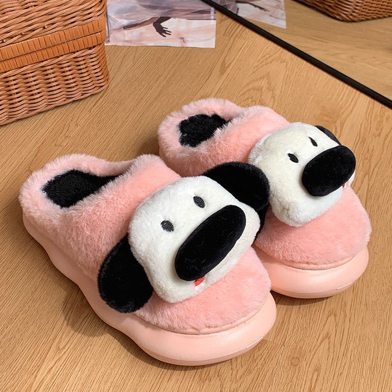 Home Fluffy Cute Cartoon Puppy Cotton Slippers