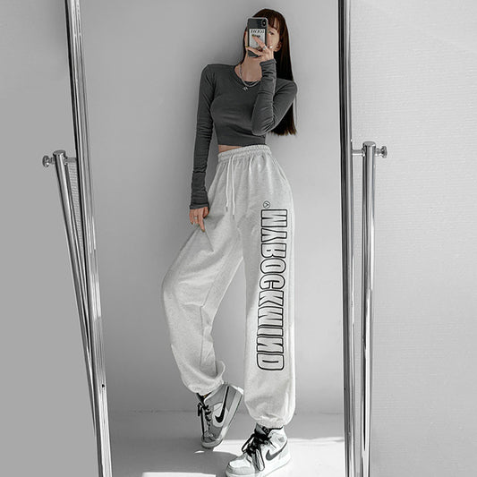 Women's American Street Style Sports Style With Letters Trousers