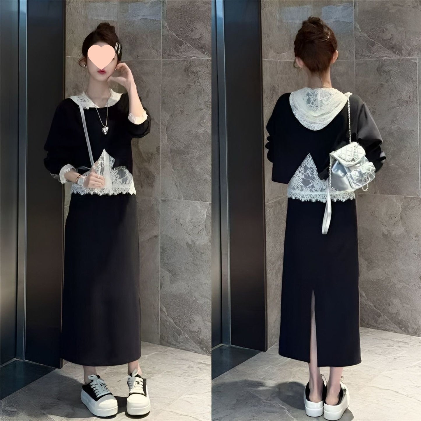 Womens Lace Off-Shoulder Sweater And WideLeg Pants Set Youth-EnhancingThreePiece Outfit