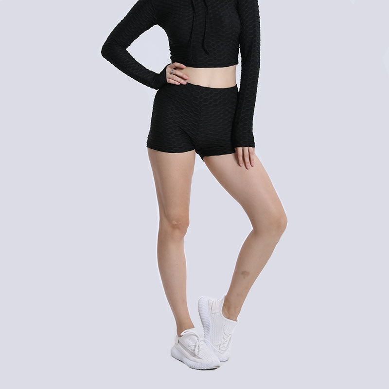 Yogabukser Høj Talje Hofteløft Ensfarvet Bubble Yogashorts