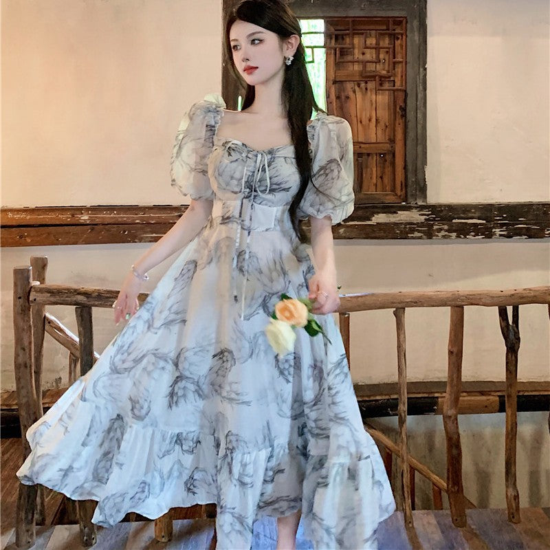 Ink Printed Waist Length Dress For Women