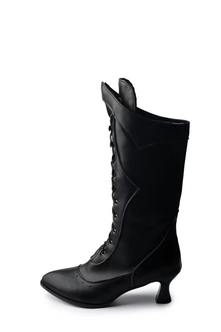 Lace-up Martin Boots Wine Cup Heel Round Toe Large Size Women's Boots