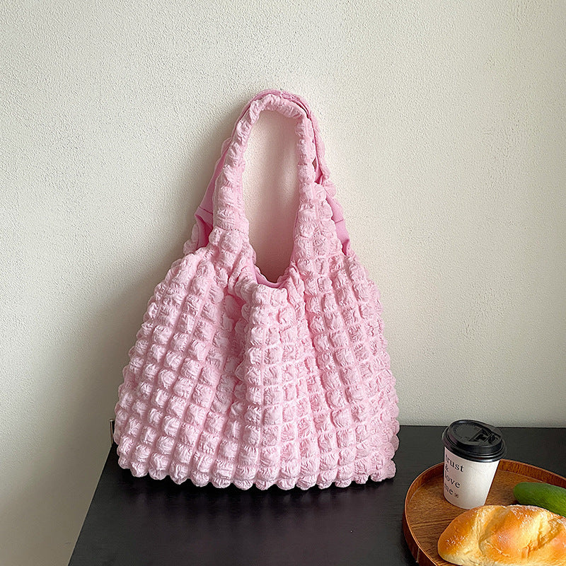 Pleated Bubble Bag Girl One-shoulder Hand Carrying