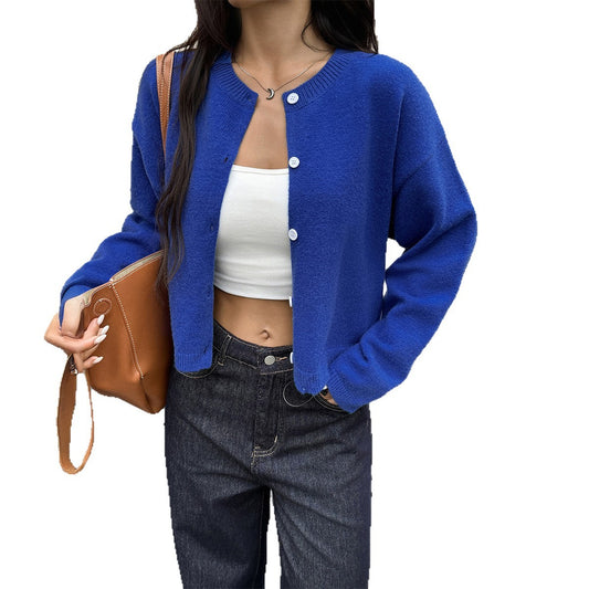 Fashion Solid Color Buttons Jacket For Women