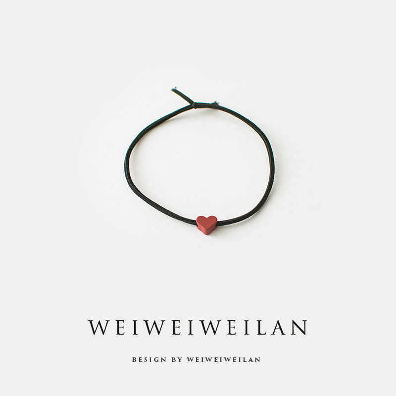 Simple All-match Rubber Band Colored Loving Heart Hair Rope