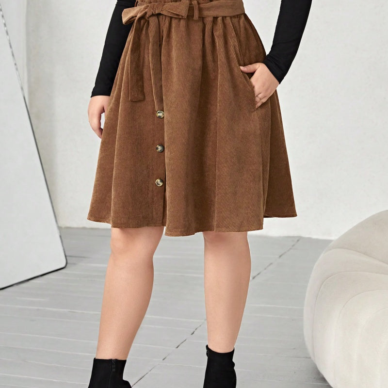 Dame polyester paraply-skirt retro slankende højtaljet casual