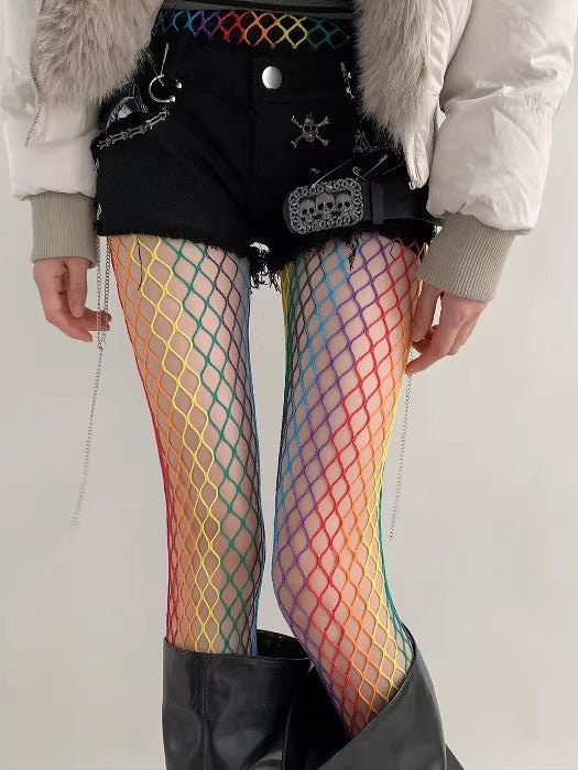 Gradient-colored Hollow-out Mesh Stockings